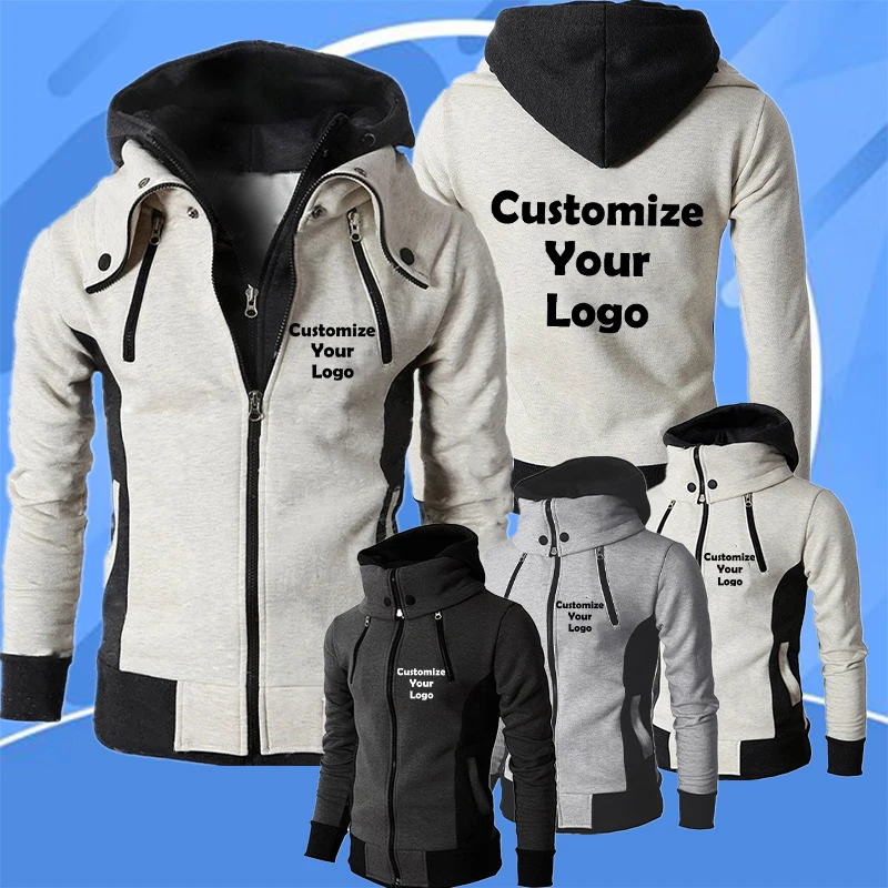 

Customized Men's Fashion Zipper Jacket High Quality Fleece Hoodies Winter Hooded Coat