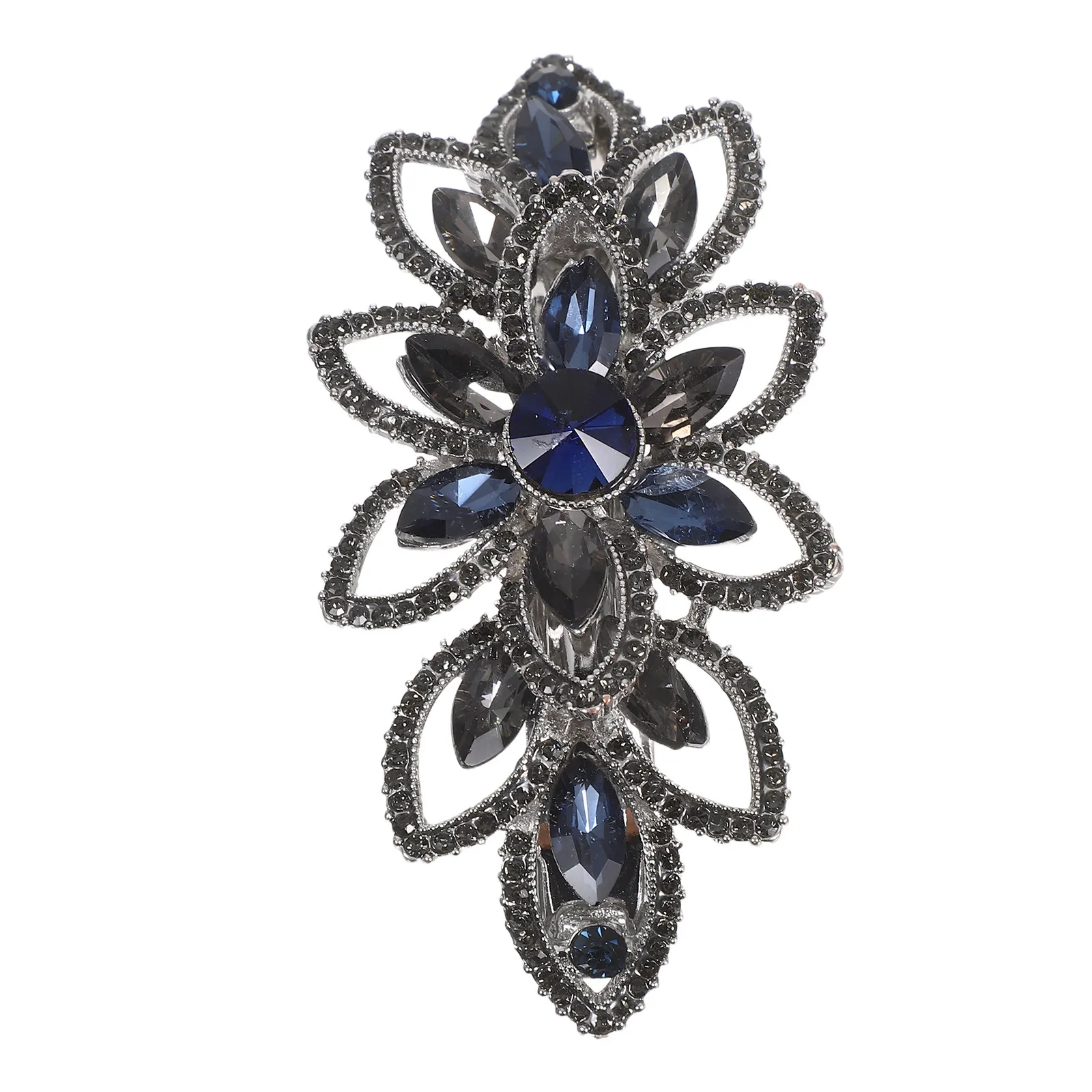 Vintage Flower Rhinestone Hair Barrettes for Women Sturdy Metal Spring Clip Secure Hold for Thick Thin Hair Elegant Hairstyling