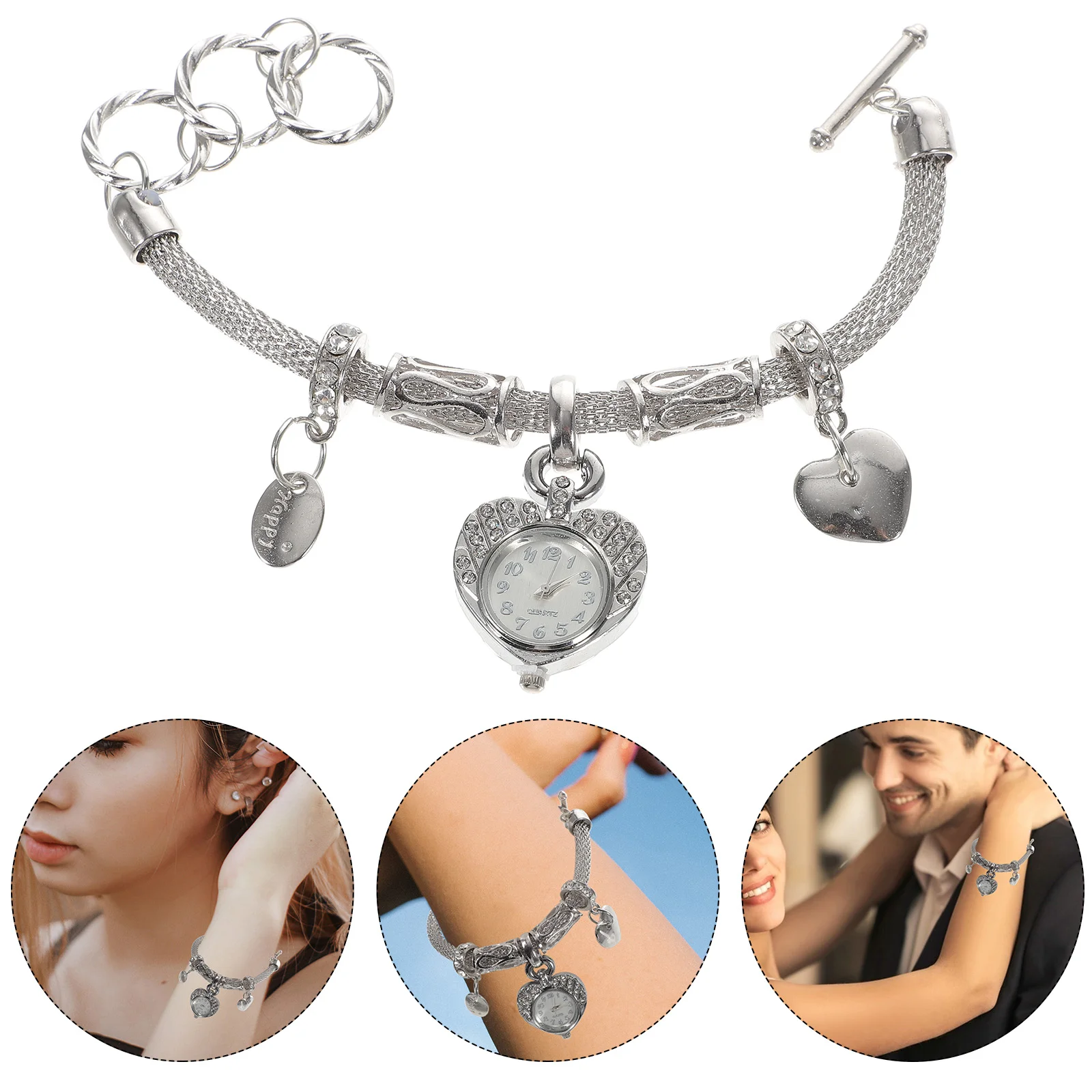 Bracelet Watch Charm Exquisite Wrist Chain Gift Elegant Lady Women with Unique Heart Alloy Decoration Women's