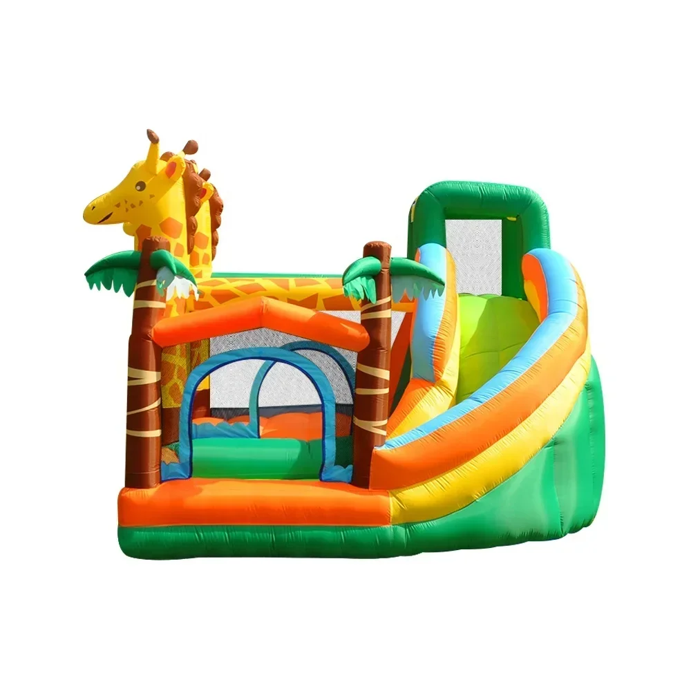

Hot selling giraffe slide jumping bed slide with ball pit outdoor and indoor inflatable game house