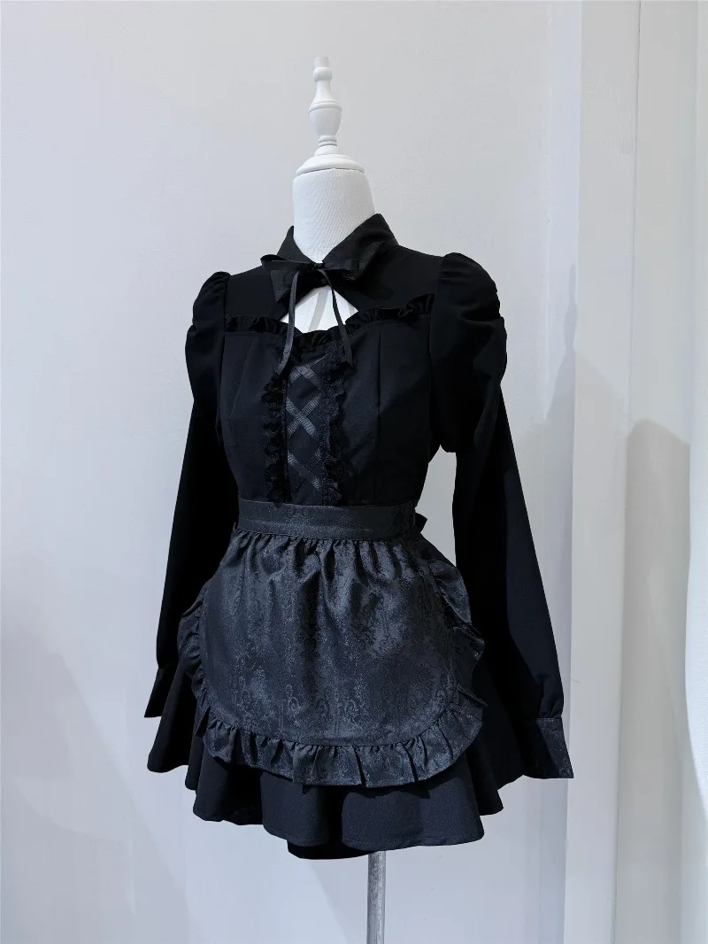 2025 الشتاء الذاتي دعم فستان السراويل خادمة الزي اليابانية Rojita نمط الحلو لطيف سليم صالح سراويل قصيرة قطعتين مجموعة #5