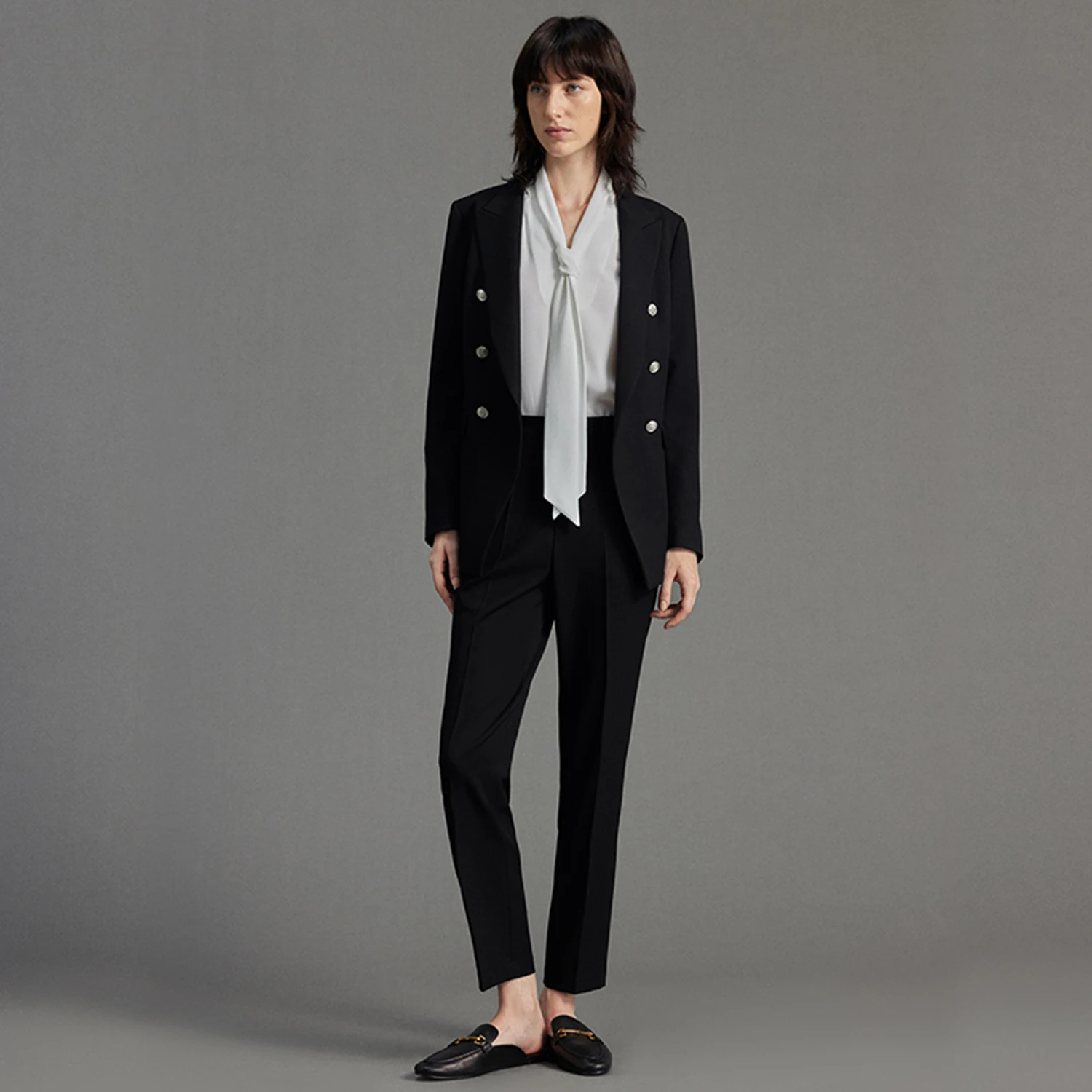 

Allingentle Peak Lapel Blazer Women's 2 Piece Set Slim Fit Fashion Women Pantsuit Set for Office Outfits Customize