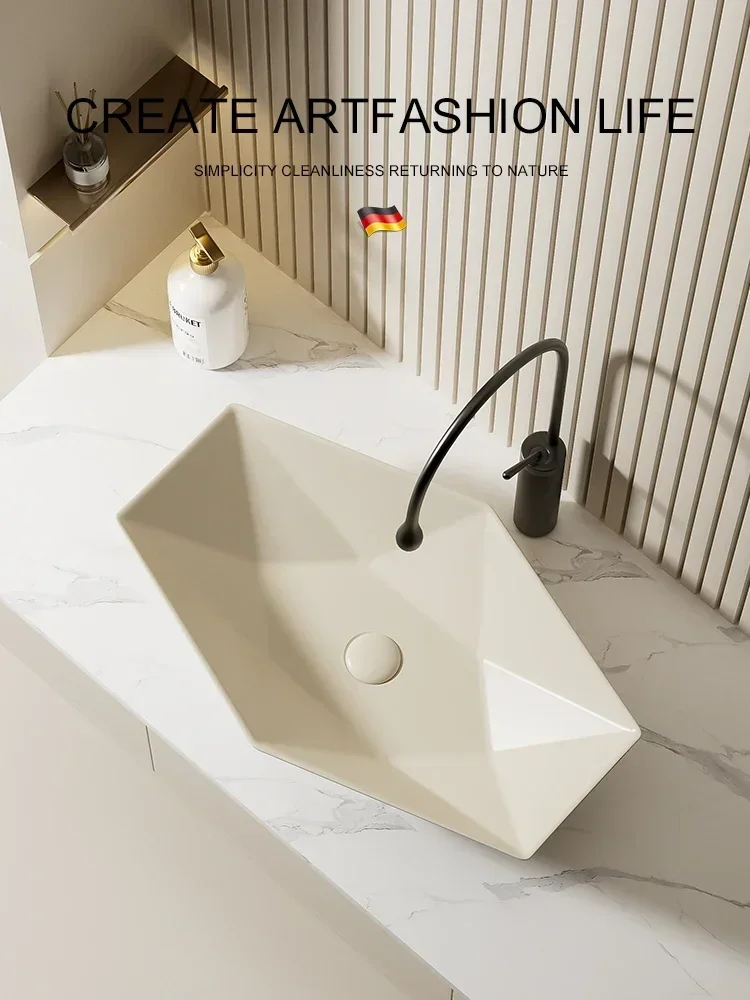 Household Ceramic Table Basin Small Apartment Bathroom Personality Creative Diamond Wash  Balcony Washbasin Art