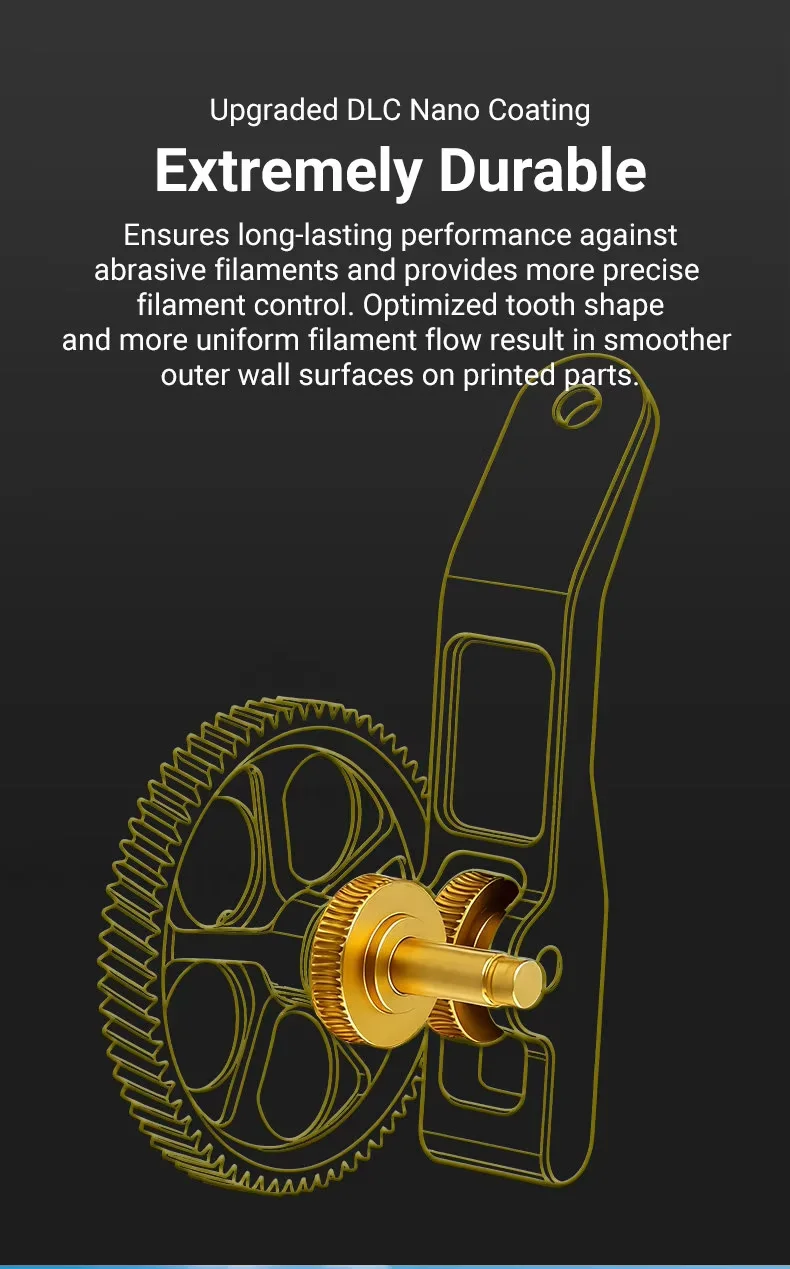 Vollmetall-Extruder-Getriebesatz aus gehärtetem Stahl für Bambu Lab A1 Mini A1 X1 X1C P1P P1S P2S DLC – Nano-beschichtetes Antriebszahnrad-Upgrade – Detail 3