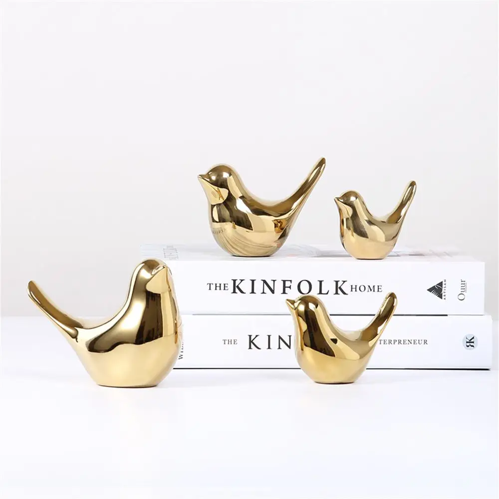 Creative Nordic Modern Simple Golden Ceramic Bird Decoration Ornaments Living Room Home Table Background Decor Crafts