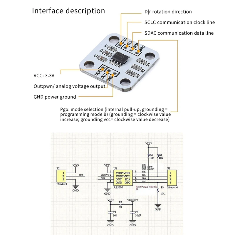 Encodeur magnétique AS5600, 5 pièces, Module de capteur de mesure d'angle à Induction magnétique 12 bits, haute précision