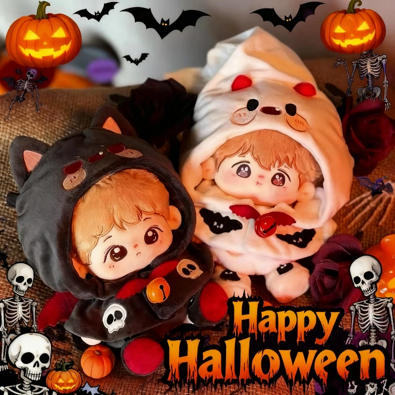 

Halloween Baby Clothes Pumpkin Bun Bun Ghost Bubble Black Meow Blessing 20cm Cotton Doll Clothes Costume Suit Gift Toys In Stock