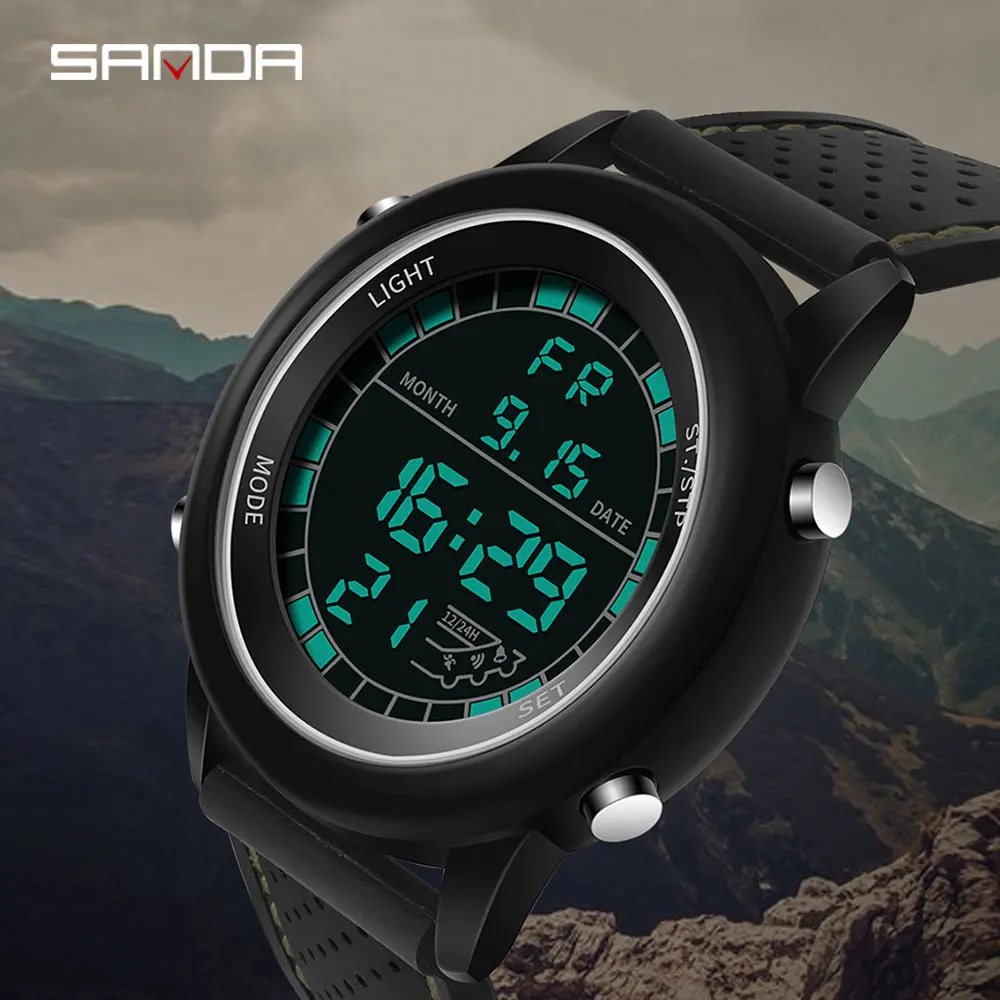 SANDA 411 Men\'s Electronic Watch Fashion Sports Waterproof Shockproof Digital Student Wristwatches for Male Watches Gift