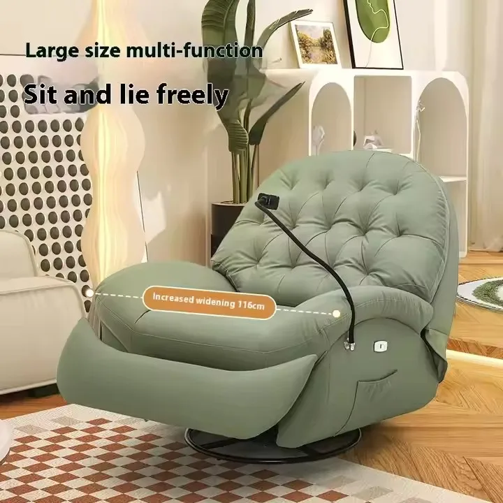 

Первоклассный электрический одиночный диван с откидной спинкой, функция массажной кабины с подогревом, кресло-качалка, кожаная ткань, металлический стиль для ленивого отдыха