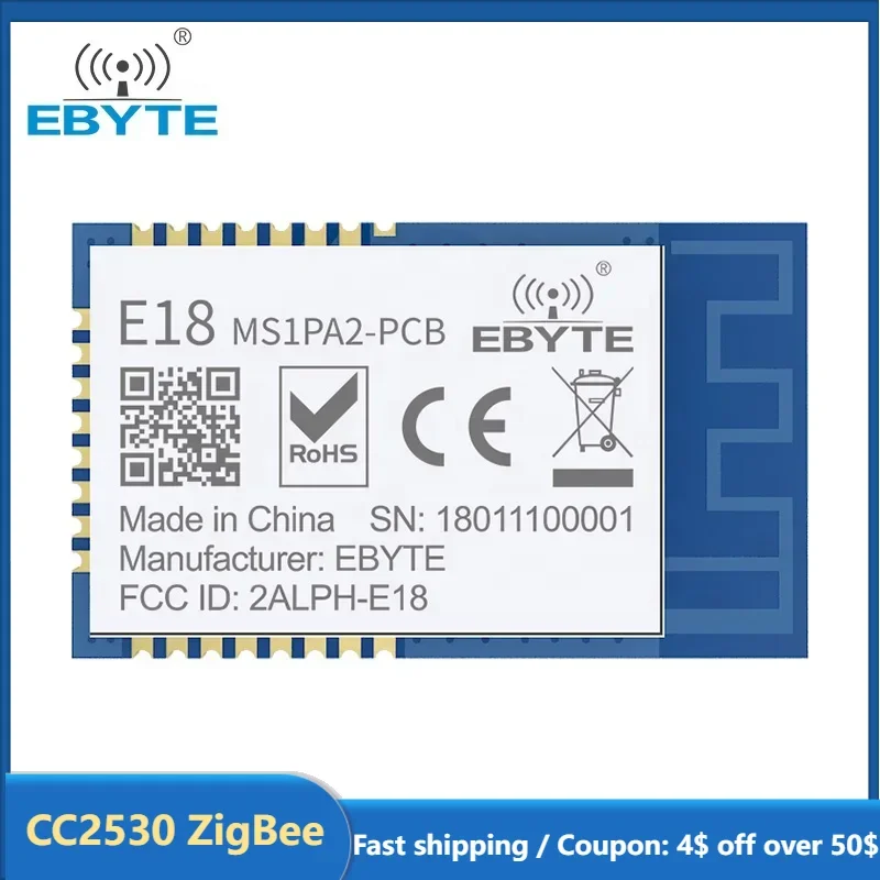 CC2530 moduł bezprzewodowy ZigBee 2.4GHz E18-MS1PA2-PCB EBYTE 100mW moduł sieciowy Zigbee AD HOC na duże odległości z anteną PCB
