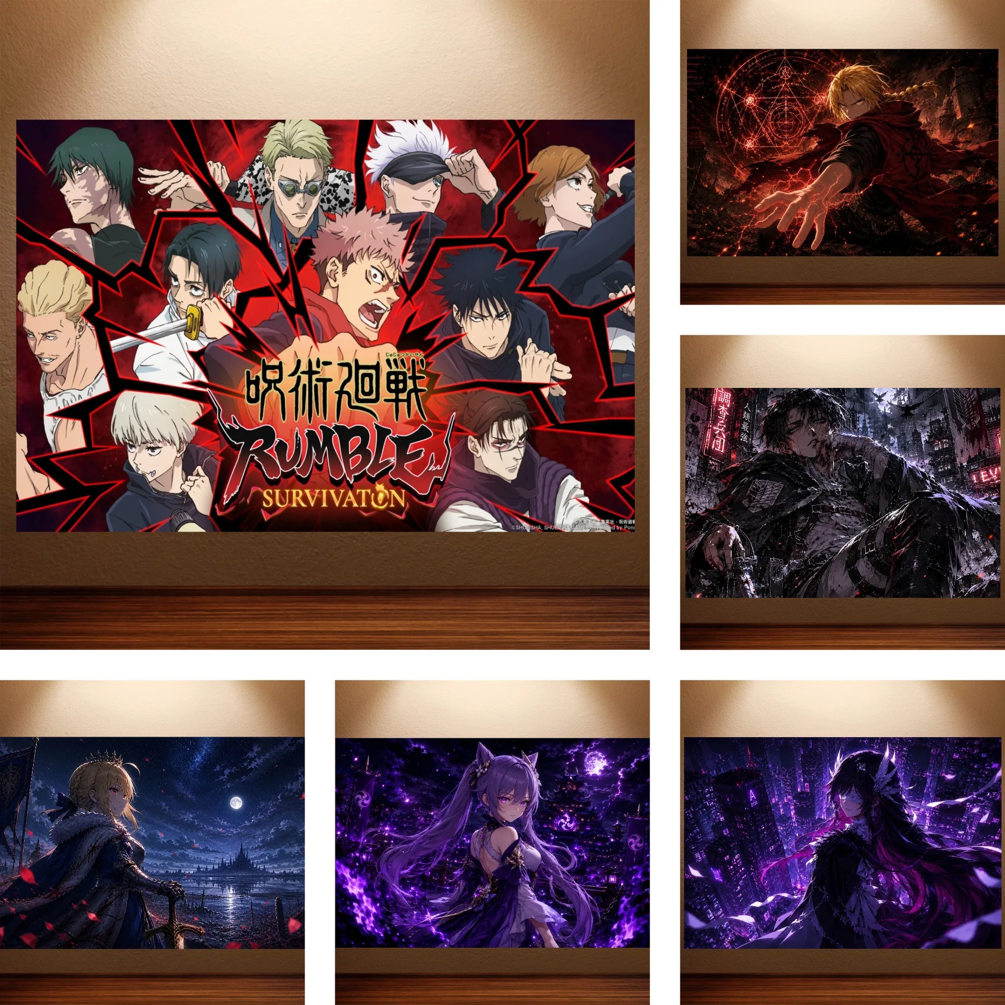 Jujutsu Kaisen Poster Genshin Impact Japanese Anime Poster Canvas Wall Painting Living Room Wall Art Print Bedroom Wall Decor