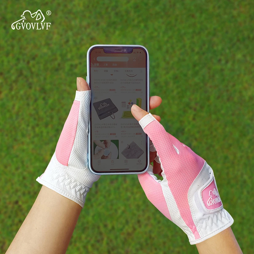 GVOVLVF 1 Pair Golf Gloves for Women Open Finger Soft Leather Breathable More Comfortable To Wear On Long Nails Fit Ladies Girls