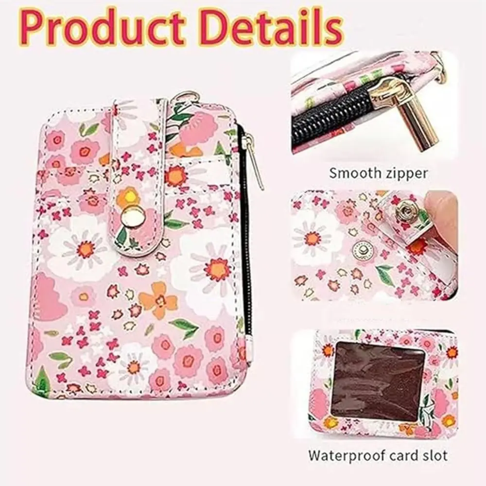 

PU Leather Boho Beaded Wallet Keychain Portable Multifunctional Decorated Wristlet Keychain Wallet Floral Pattern
