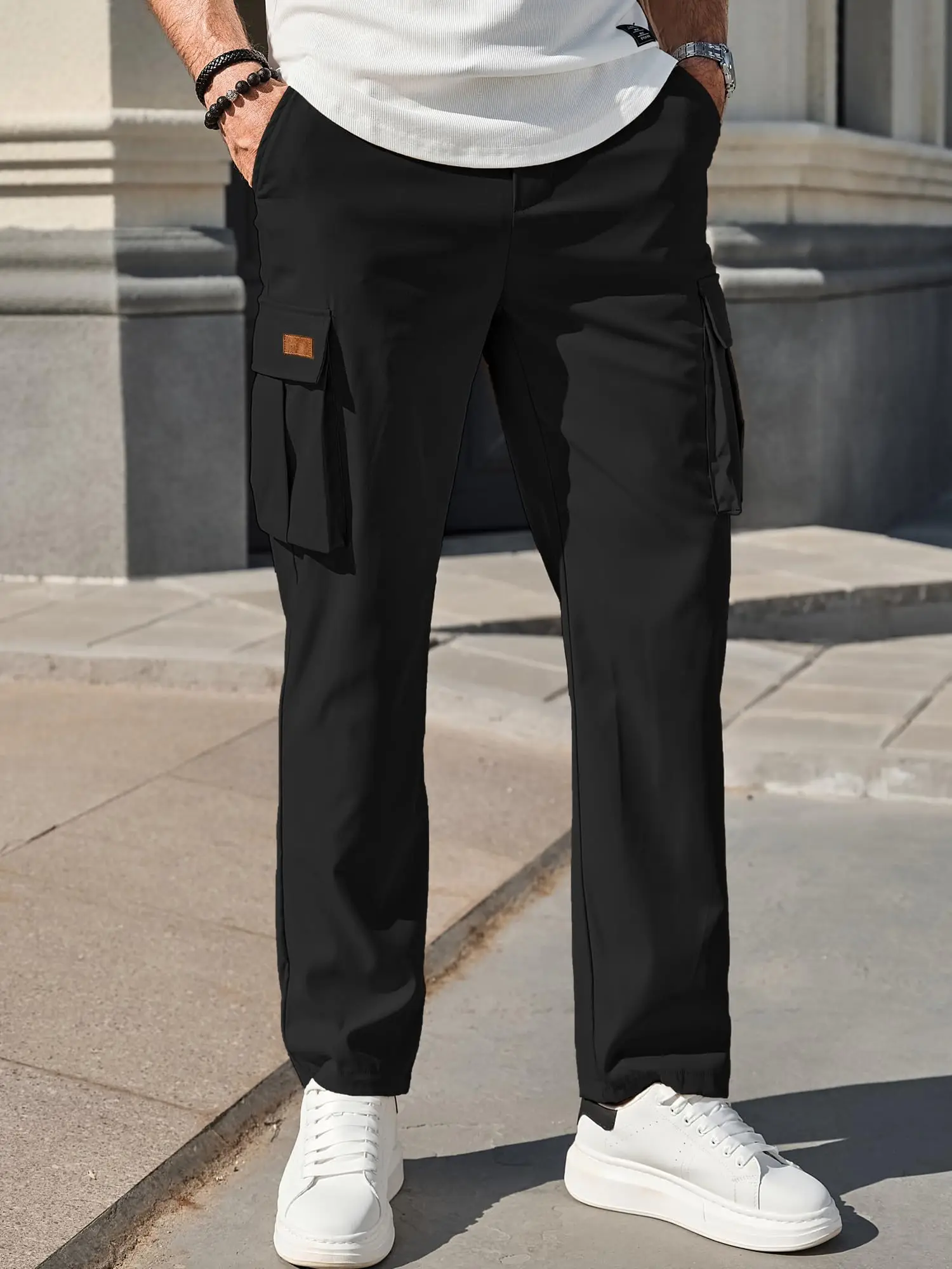 Men's Spring and Autumn Fashionable Overalls Loose Casual Overalls Drawstring Multi-Pocket Pants