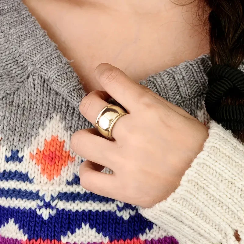 Huitan Men/Women Smooth Rings Simple Versatile Couple Rings Daily Wear Hip Hop Y2K Accessories Cool Girls Boys Statement Jewelry