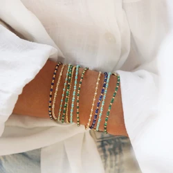 Vlen Boho Natural Stone Bracelets for Women Summer Beach Beaded Healing Yoga Bracelet Gift Handmade Pulseras Stackable Jewelry