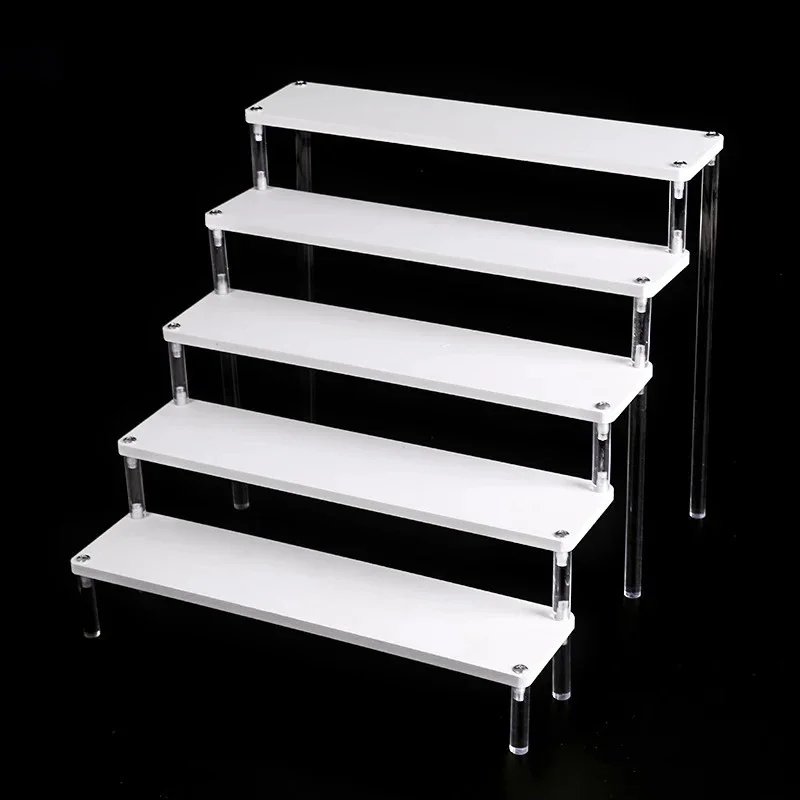 2-5 Tier Acrylic Blind Box Storage Shelf Chevron Steps Toys, Models Display Stand Cosmetics, Skin Care Products Decorative Table
