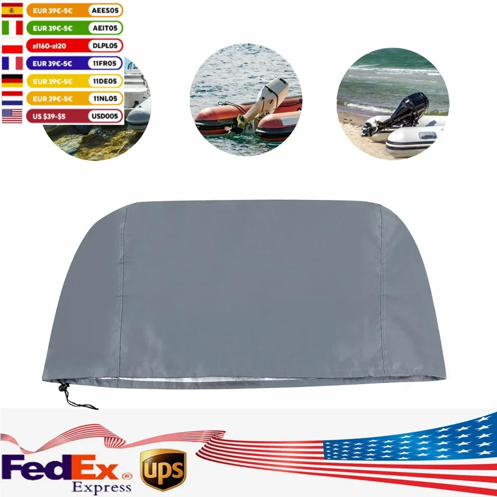 Outboard Motor Cover 420D Heavy Duty Waterproof Boat Motor Cover Boat Engine Hood Covers Fit for Motor up to 15-20 HP