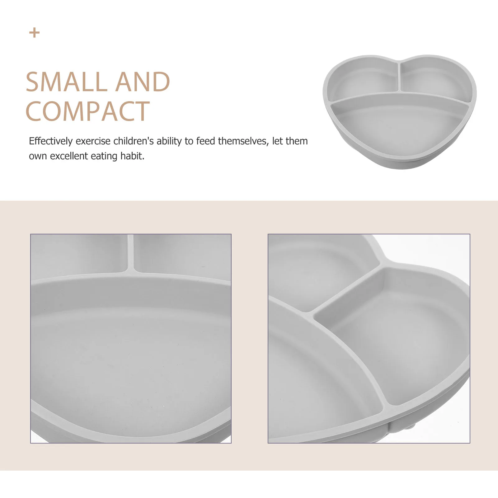 

Silicone Divided For Baby Toddler Suction Food Storage Dinner Plate Heart Shaped Training Bowl Leakproof Anti Slip Kids
