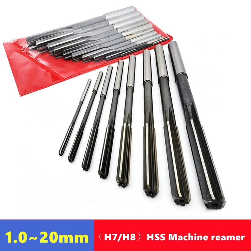 H7/H8 HSS Machine Reamer 1mm-20mm, Used for Deburring and Expanding Holes in Steel, Copper, and Aluminum Metals