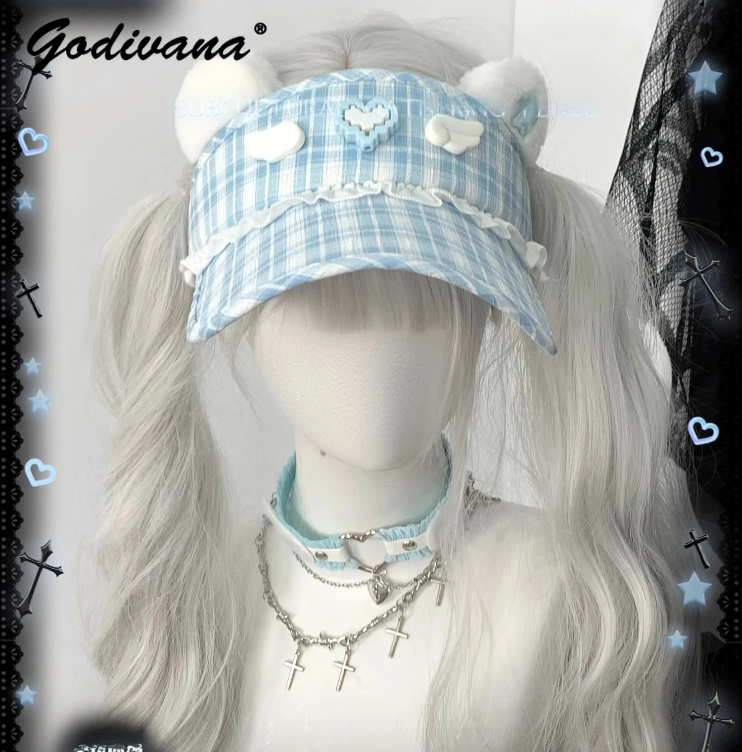 

Original Cute Bear Ear Empty Top Sun Hat Subculture Female Girls Sun Protection Hat Japanese Mine Series Cute Caps