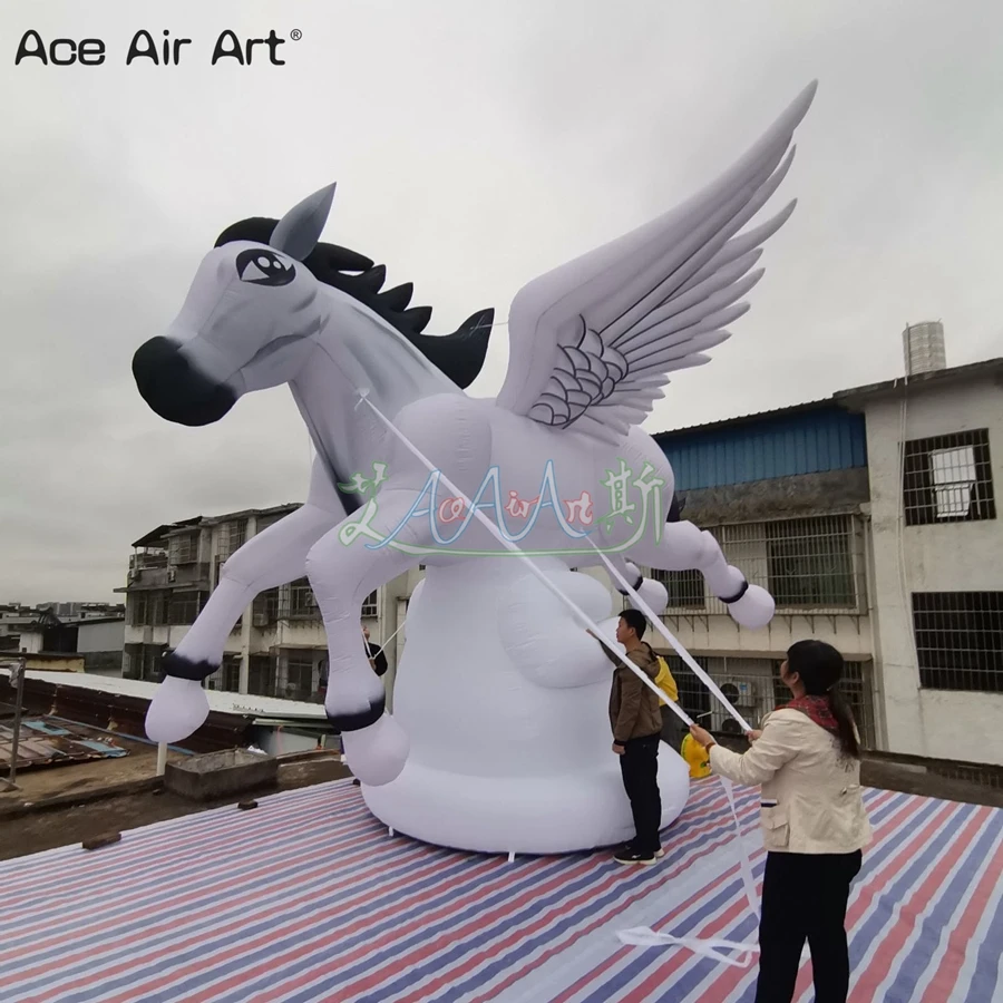 Inflatable Giant Horse for Outdoor Decorations, Big Macintosh Mode, Air Blown, 4m Tall, Red and White Cartoon Ponies, Sale, New