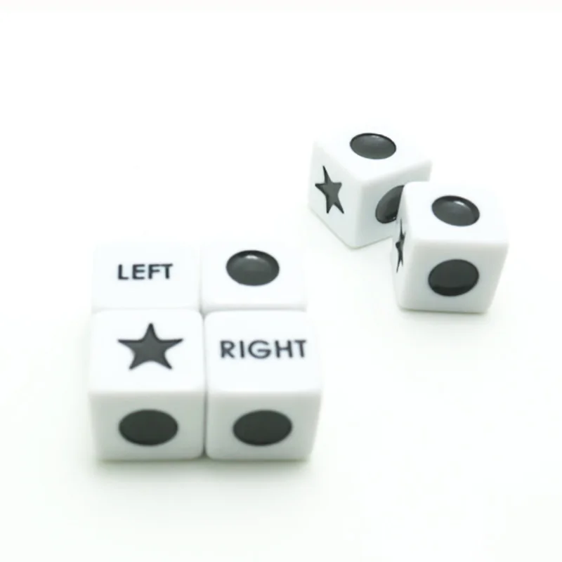 10 Pcs/lot Five-pointed star /Circle PatternDice Puzzle Game 6 Sided Dice Funny Game Accessory 16mm