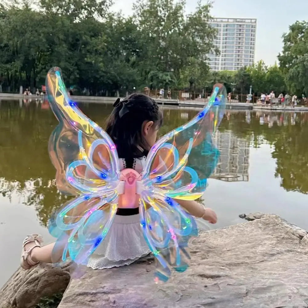 Electric Butterfly Wings Moving Elf Wing with Light Fairy Wings Cosplay Dress Up Angel Girls Toy Glowing Shiny Toys Gift