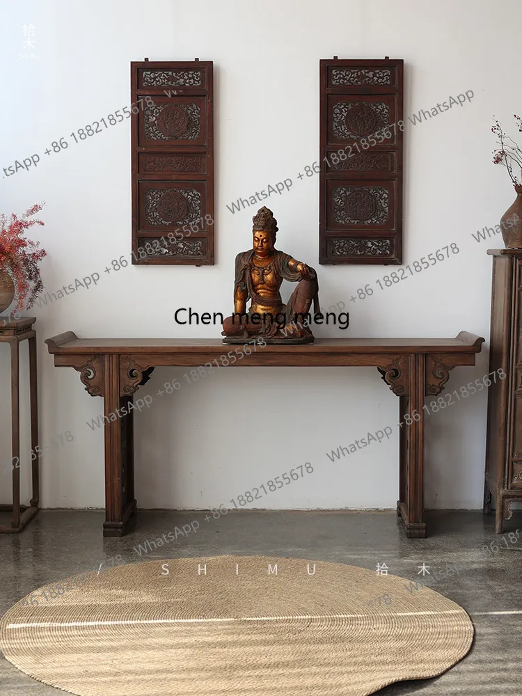 The table is offered in the middle hall,  Solid wood Chinese antique Ming and Qing classical warped head table