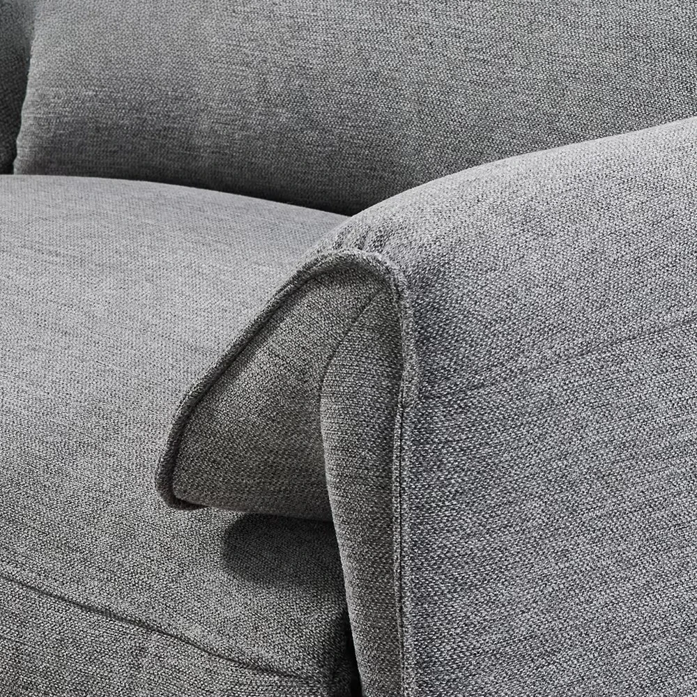 Euro Fabric Living Room Sofa Grey 3-Seater Power Reclining Sectional with Chaise and Console for Living Room