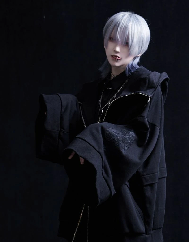 

Ililil Street Sle Harajuku Bla Snake Embroidery Hoodie Neutral Chinese Sle Kimono Sve Long Sve Women's Sweatirt