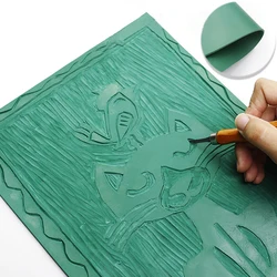 Carving Rubber Block Printmaking Stamp Blocks Printing Kit Stamps Sheets Sheet Plate Tools Linoleum Board Making Ink Green Tool