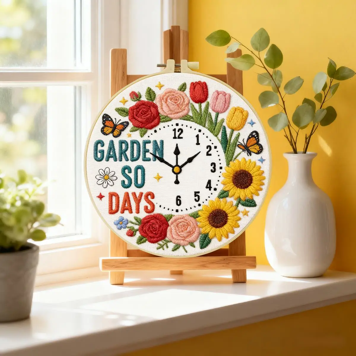 1 Stück 20X20CM/15X15CM 7,87/6,3 Zoll Blumen-Stickerei-Starter-Kit DIY-Kit DIY-Stickerei-Set Handarbeiten Heimdekoration – Detail 1