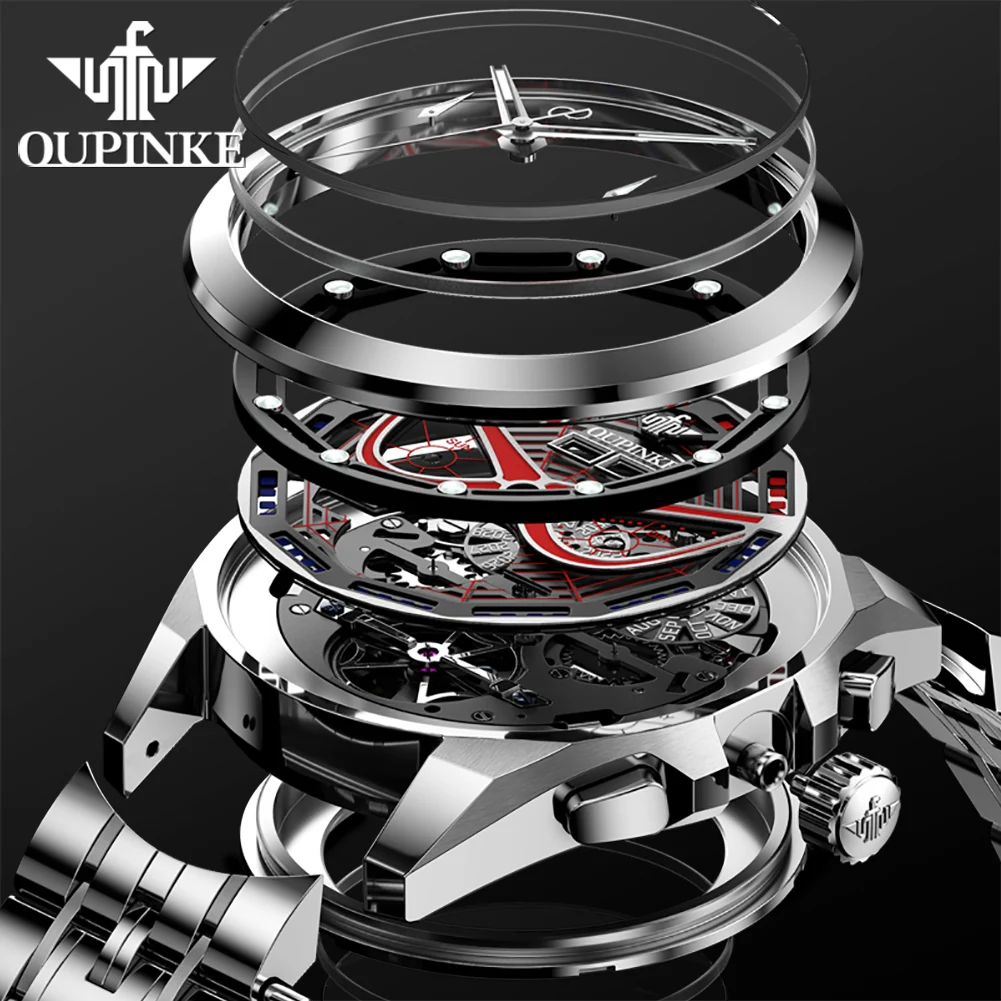 OUPINKE 3250 Luxury Man Watch Spider Armor Skeleton 50m Waterproof Sapphire Mirror Luminous Automatic Mechanical Watches for Men