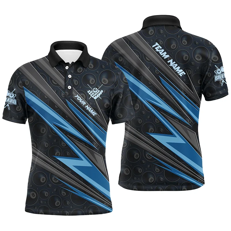 

Trend Billiards Graphic Polo Shirts For Men Summer Casual Short Sleeve 3D Printed Custom Name Polo Shirt Loose Breathable Tee