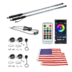 2 pcs 2ft RGB LED Whip Lights Flag Pole RF Remote Control / APP RGB Lamp per Jeep RZR ATV UTV Offroad Boat Car Truck SUV