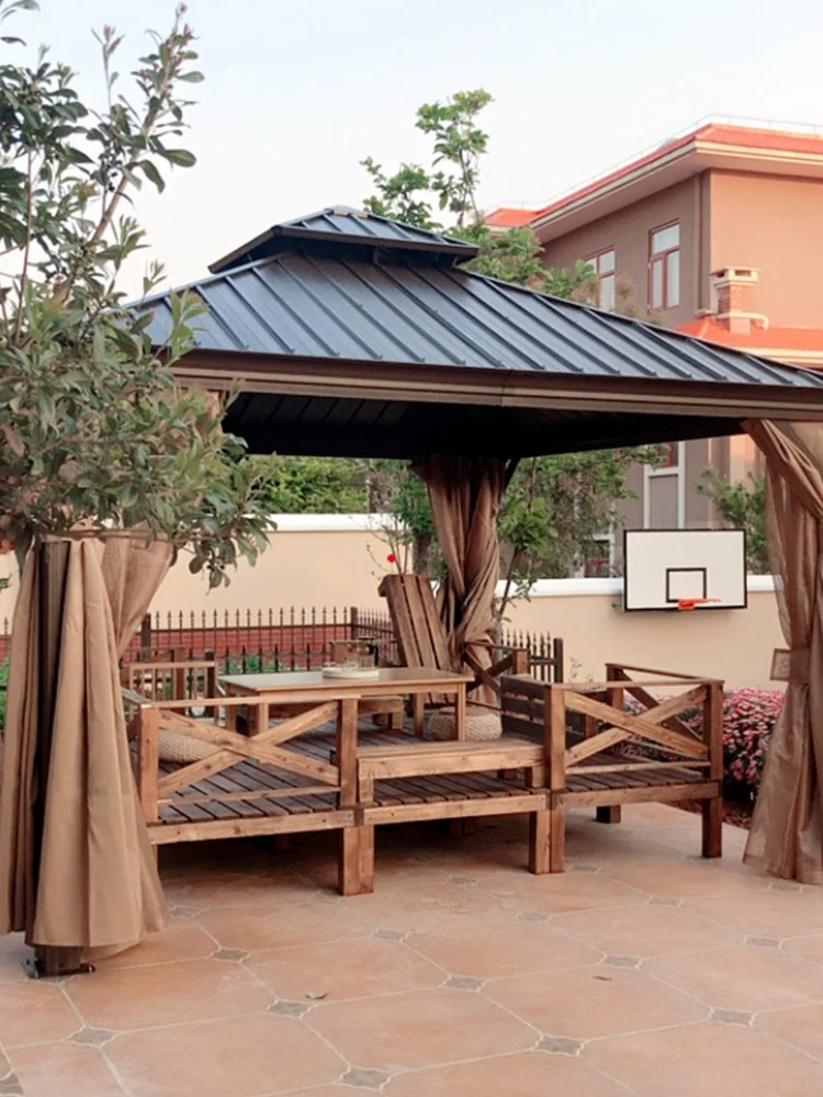 Gazebo, outdoor courtyard garden, aluminum alloy pavilion, sun room, yard awning, mobile house, pergola, four-corner tent