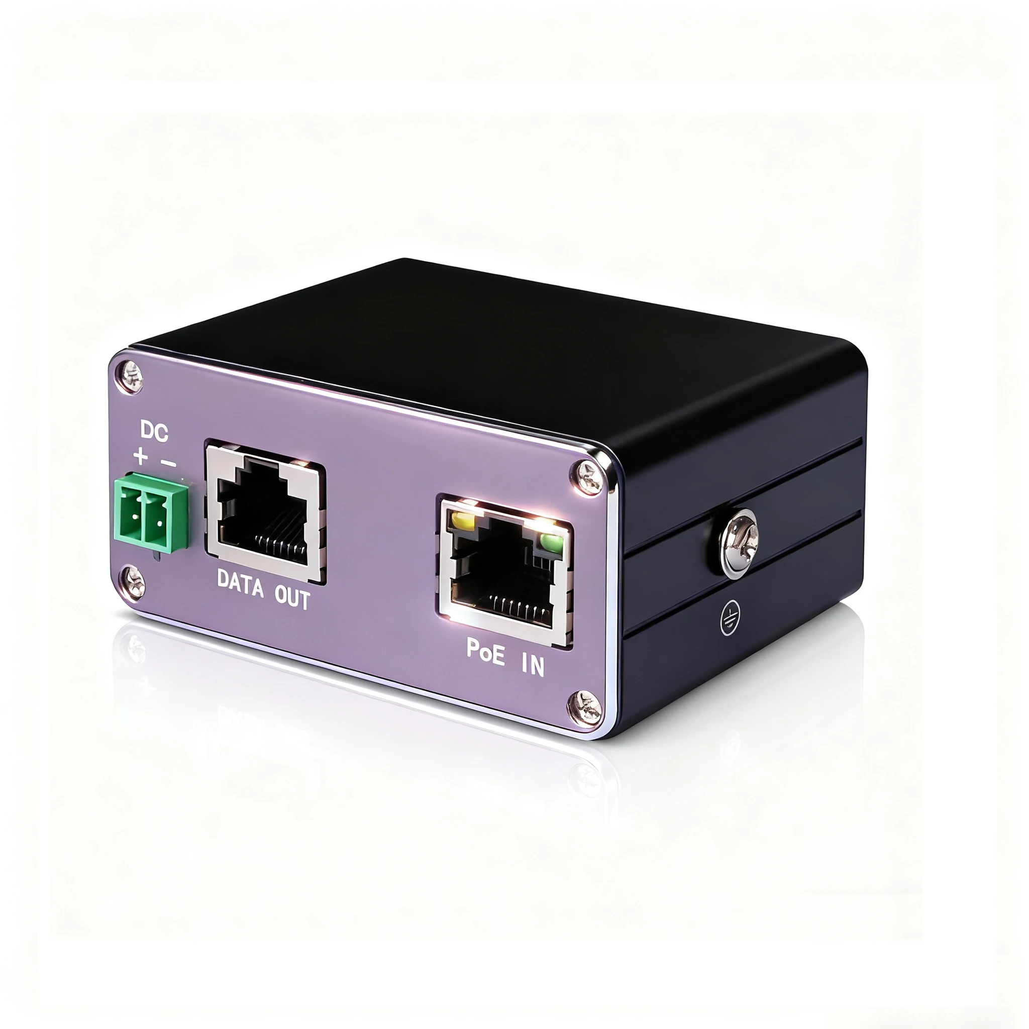 25W POE splitter industrial grade aluminum alloy casing DIN RAIL mounted installation.