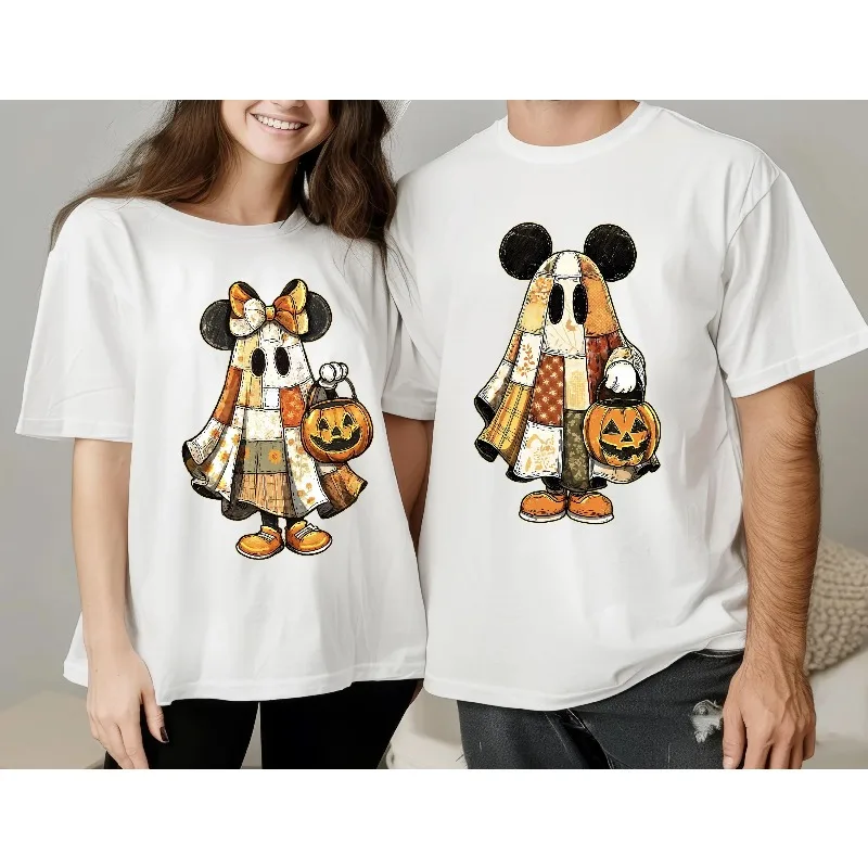 

Mickey and Minnie's Pumpkin Ghost Shirt Disney Halloween Couple Edition Horror Family Mickey and Minnie's Pumpkin Season T-shirt