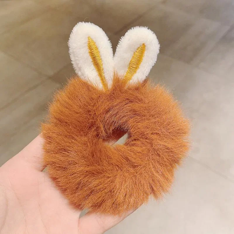 حبال شعر أذن أرنب قطيفة للفتيات لخريف وشتاء قطيفة لطيفة للأطفال على شكل رأس الأميرة أربطة مطاطية مرنة أغطية رأس للفتيات