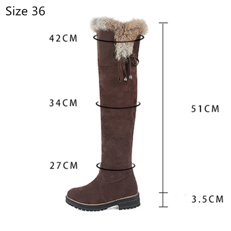 Hot Warm Snow Boots Women 2024 Winter Shoes Warm Fur Plush Over Knee High Boot Ladies Casual Low Rubber Heels Long Shoes Female