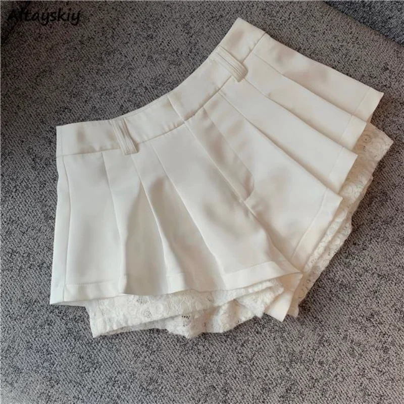 

Lace Shorts for Women Pleated Kawaii Tender High Waist Summer Harajuku Solid Thin Hotsweet Ropa Mujer Y2k Clothes All-match Sexy