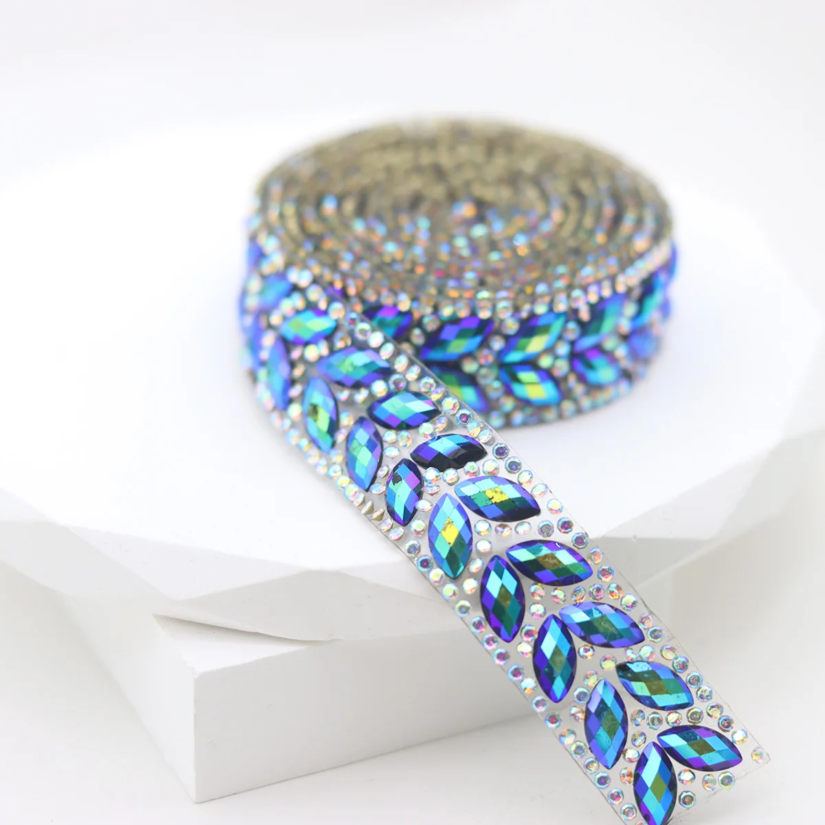 2 Rows Colorful Hot Fix Rhinestone Cup Chain Iron on rhinestone Trim DIY Rhinestone Ribbon Mesh For DIY Dress ClothinG