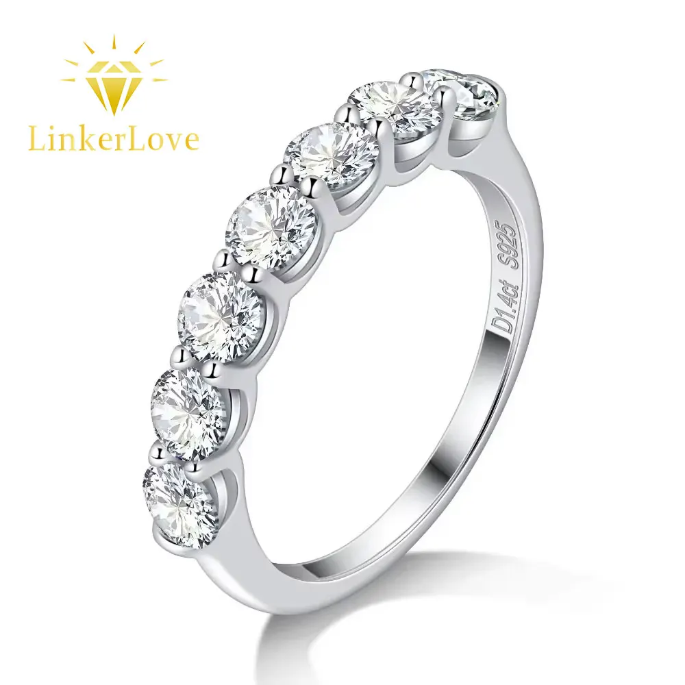 3.5mm Moissanite Ring for Women Half Eternity Wedding Band 925 Sterling Silver D VVS1 Lab Diamond Couple Promise Ring Jewelry