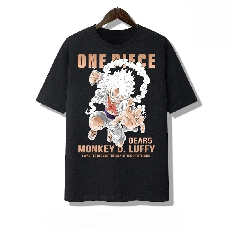 2025 Men ONE PIECE Summer Hot New Y2k Peripheral Pure Cotton Clothes Nautical King Luffy Five-speed Sauron Trendy Loose T-shirt