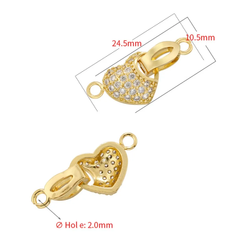 18K Gold Plated Pearl Clasps DIY Jewelry Accessories Inlaid Zircon Pearl Clasps Connectors Fastener For Necklace Making Findings image 2