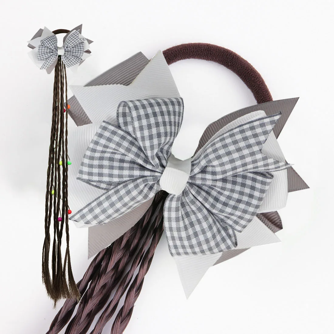 NEW Plaid Bows 4INCH School Hair Bows First Day Gingham Ribbon Stacked Bow Hair Clip Hairpin For Baby Girl Accessories