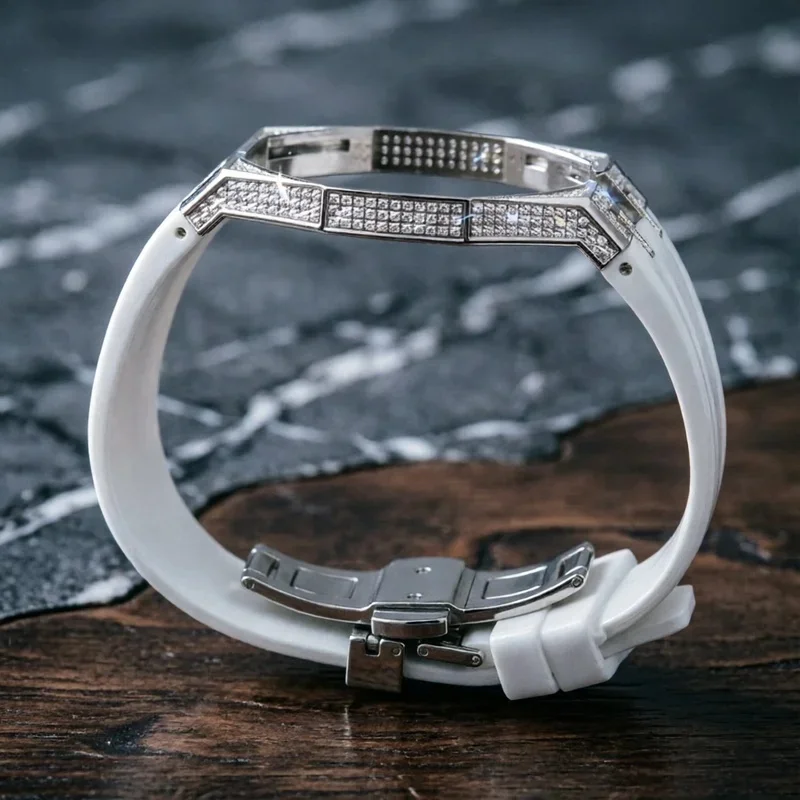 high quality MoissaniteStainless Steel Mod Case Kit, Multi‑Color Free‑Match Silicone Strap for Swatch Royal Pop twelve o'clock