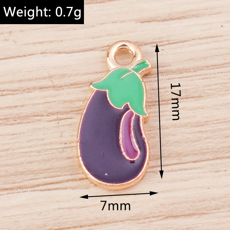 10pcs 7x17mm Cute Enamel Vegetables Eggplant Charms Pendants for Making Earrings Necklaces Bracelets DIY Crafts Jewelry Findings