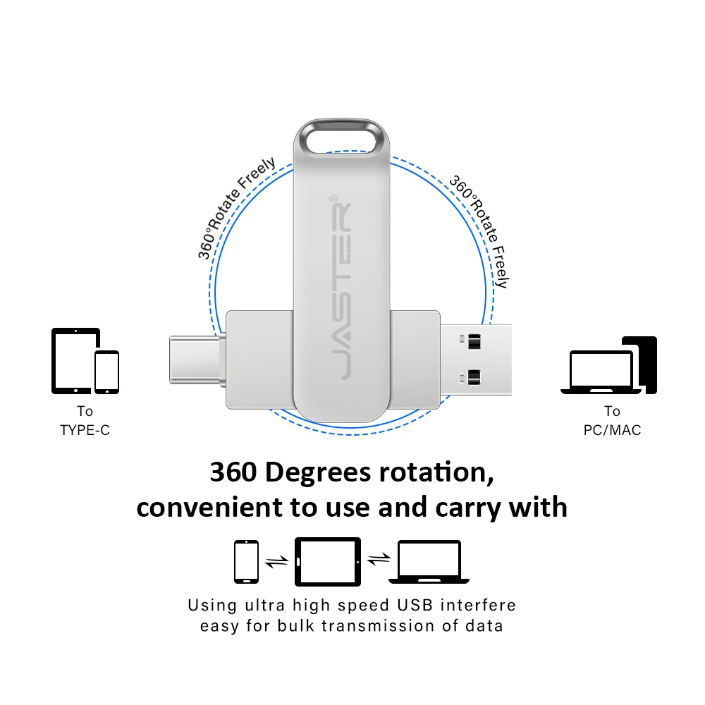 2 in 1 Otg TYPE-C USB-C Flash Pen Drive Metal Memory Stick Usb 2.0 Flash Disk 64G 2tb USB2.0 Dual C Pendrive  flash drive 128gb